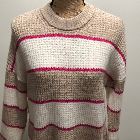 {American Eagle} Wide Stripe Waffle Knit Sweater - Picture 3 of 9